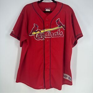 ST. LOUIS CARDINALS MLB Vintage Diamond Majestic Mesh Button Jersey Size XXL